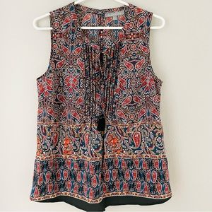 Daniel Rainn Floral Paisley Scoop Neck Sleeveless Tank Top Blouse